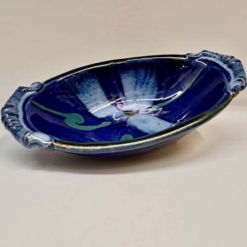 #250735 Bowl, Oval Biscuit Bowl Cobalt $15 at Hunter Wolff Gallery